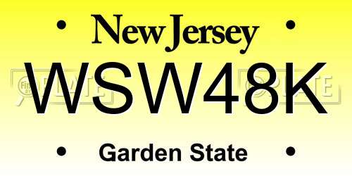 WSW48K New Jersey License Plate