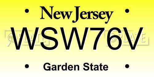 WSW76V New Jersey License Plate