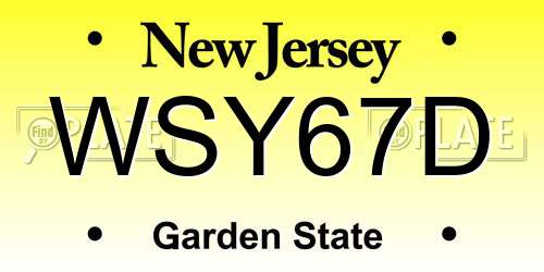 WSY67D New Jersey License Plate