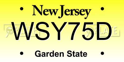 WSY75D New Jersey License Plate