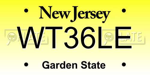 WT36LE New Jersey License Plate