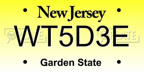 WT5D3E New Jersey License Plate