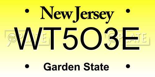 WT5O3E New Jersey License Plate