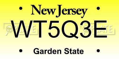 WT5Q3E New Jersey License Plate