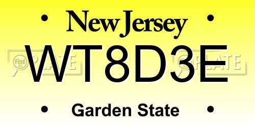 WT8D3E New Jersey License Plate