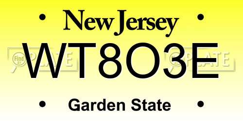 WT8O3E New Jersey License Plate