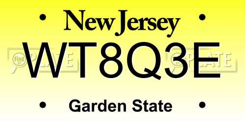 WT8Q3E New Jersey License Plate