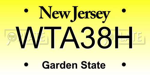 WTA38H New Jersey License Plate