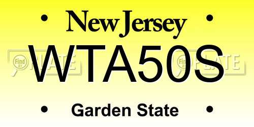 WTA50S New Jersey License Plate