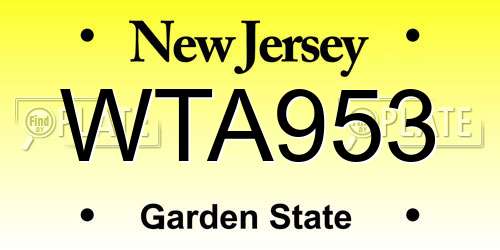 WTA953 New Jersey License Plate