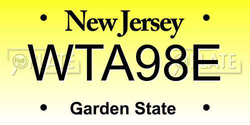 WTA98E New Jersey License Plate