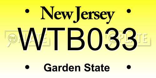 WTB033 New Jersey License Plate