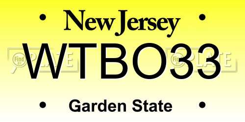 WTBO33 New Jersey License Plate