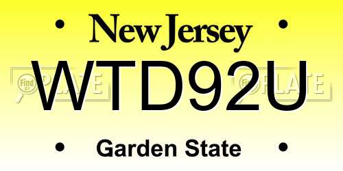WTD92U New Jersey License Plate