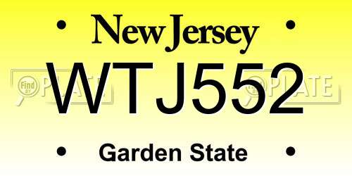 WTJ552 New Jersey License Plate