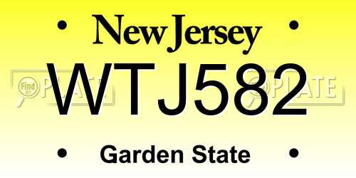 WTJ582 New Jersey License Plate
