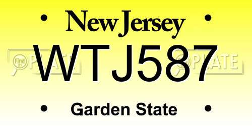 WTJ587 New Jersey License Plate