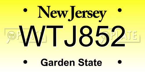 WTJ852 New Jersey License Plate