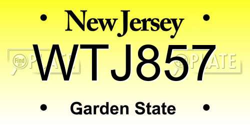 WTJ857 New Jersey License Plate