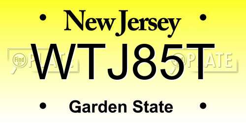 WTJ85T New Jersey License Plate