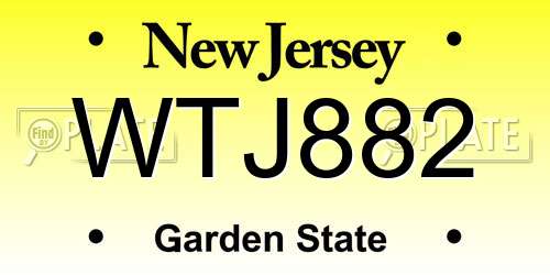 WTJ882 New Jersey License Plate