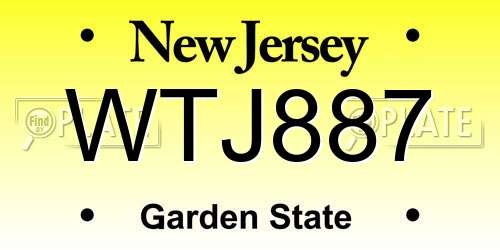 WTJ887 New Jersey License Plate