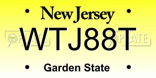 WTJ88T New Jersey License Plate