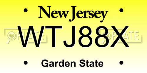 WTJ88X New Jersey License Plate