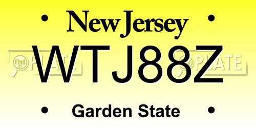 WTJ88Z New Jersey License Plate
