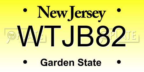 WTJB82 New Jersey License Plate