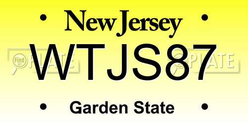 WTJS87 New Jersey License Plate