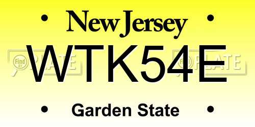 WTK54E New Jersey License Plate