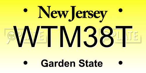 WTM38T New Jersey License Plate