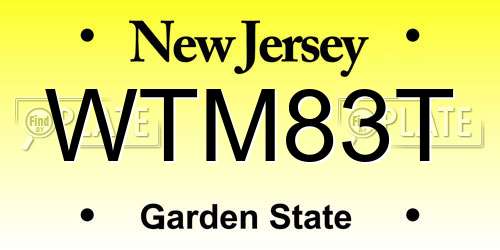 WTM83T New Jersey License Plate
