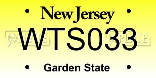 WTS033 New Jersey License Plate
