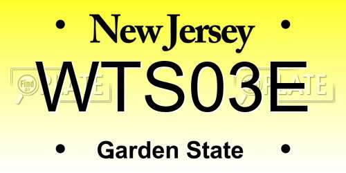 WTS03E New Jersey License Plate