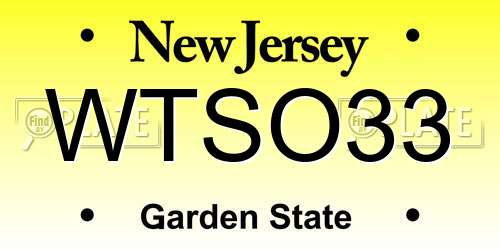 WTSO33 New Jersey License Plate
