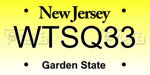 WTSQ33 New Jersey License Plate