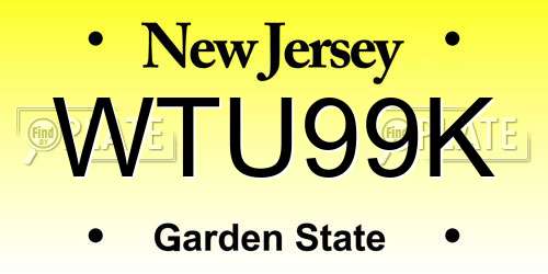 WTU99K New Jersey License Plate
