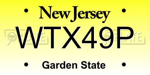 WTX49P New Jersey License Plate