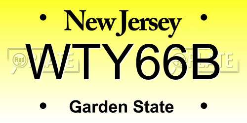 WTY66B New Jersey License Plate