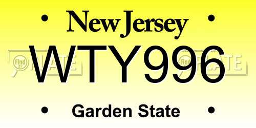 WTY996 New Jersey License Plate