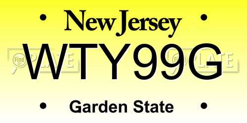 WTY99G New Jersey License Plate