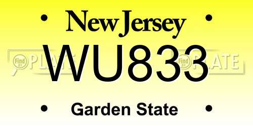 WU833 New Jersey License Plate