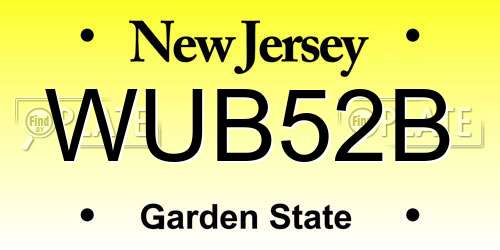 WUB52B New Jersey License Plate