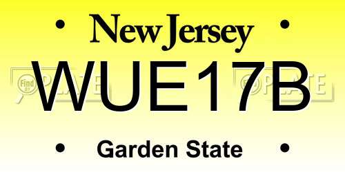 WUE17B New Jersey License Plate