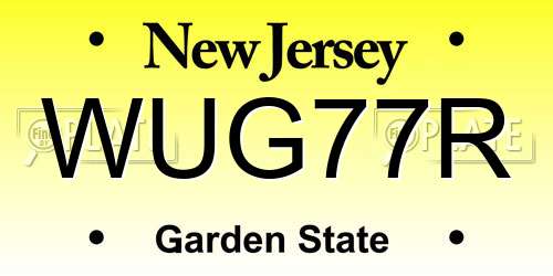 WUG77R New Jersey License Plate