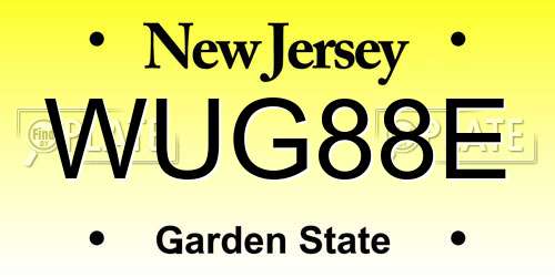 WUG88E New Jersey License Plate