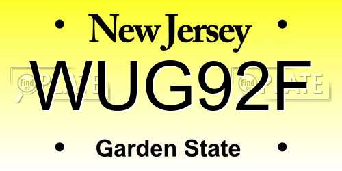 WUG92F New Jersey License Plate