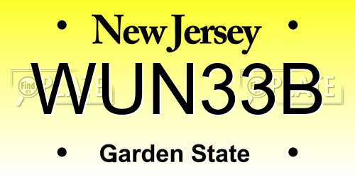 WUN33B New Jersey License Plate